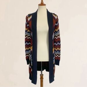 Missoni For Target Chevron Open Front Longline Cardigan Side Pockets
